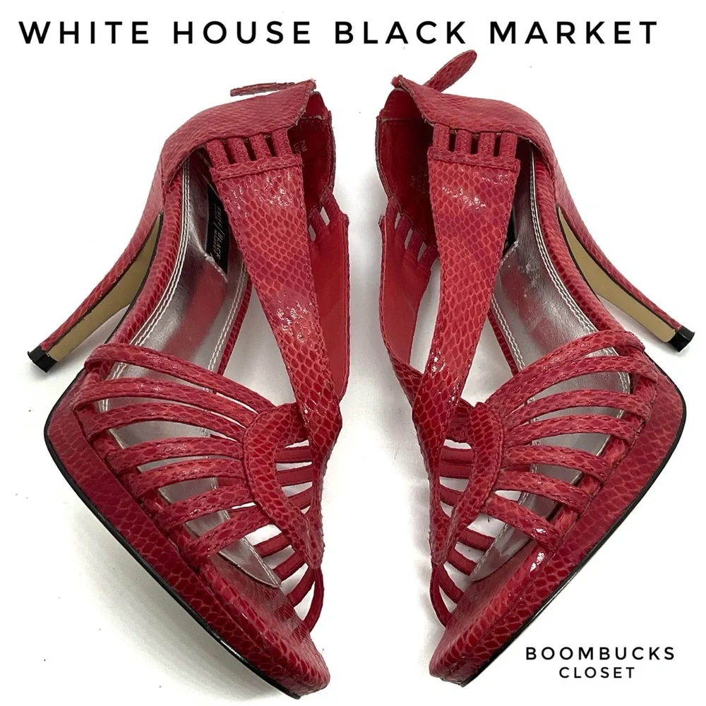 White House Black Market Coral Snake Skin Scrappy Peep Toe Pump
